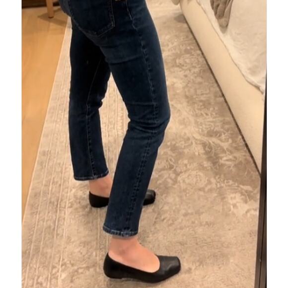 Reformation Mikayla Black Leather Square Toe Flats Sz 9 - Picture 4 of 9